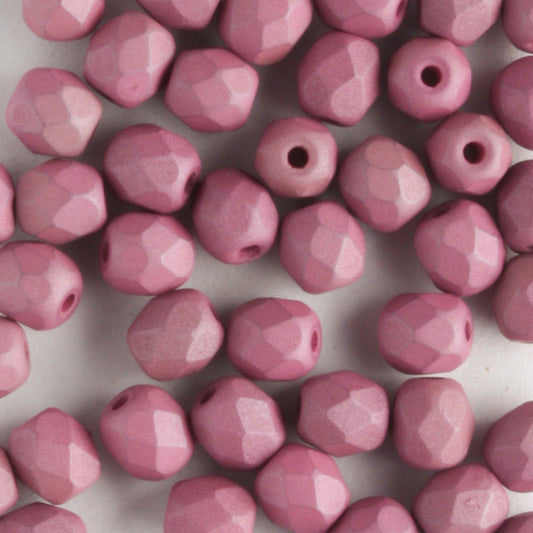 4mm Round Fire Polish Saturated Lavender - 100 beads