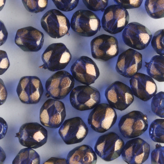 4mm Round Fire Polish Halo Ultramarine - 100 beads