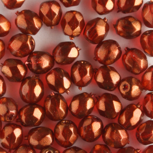 4mm Round Fire Polish Halo Cardinal - 100 beads