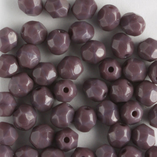 4mm Round Fire Polish Opaque Purple - 100 beads