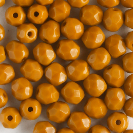 4mm Round Fire Polish Goldenrod - 100 beads