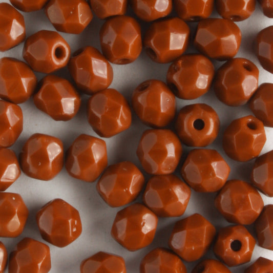 4mm Round Fire Polish Umber - 100 beads
