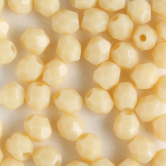 4mm Round Fire Polish Opaque Light Beige - 100 beads