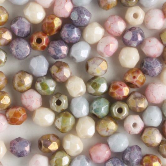 3mm Round Fire Polish Opaque Luster Mix - 100 beads