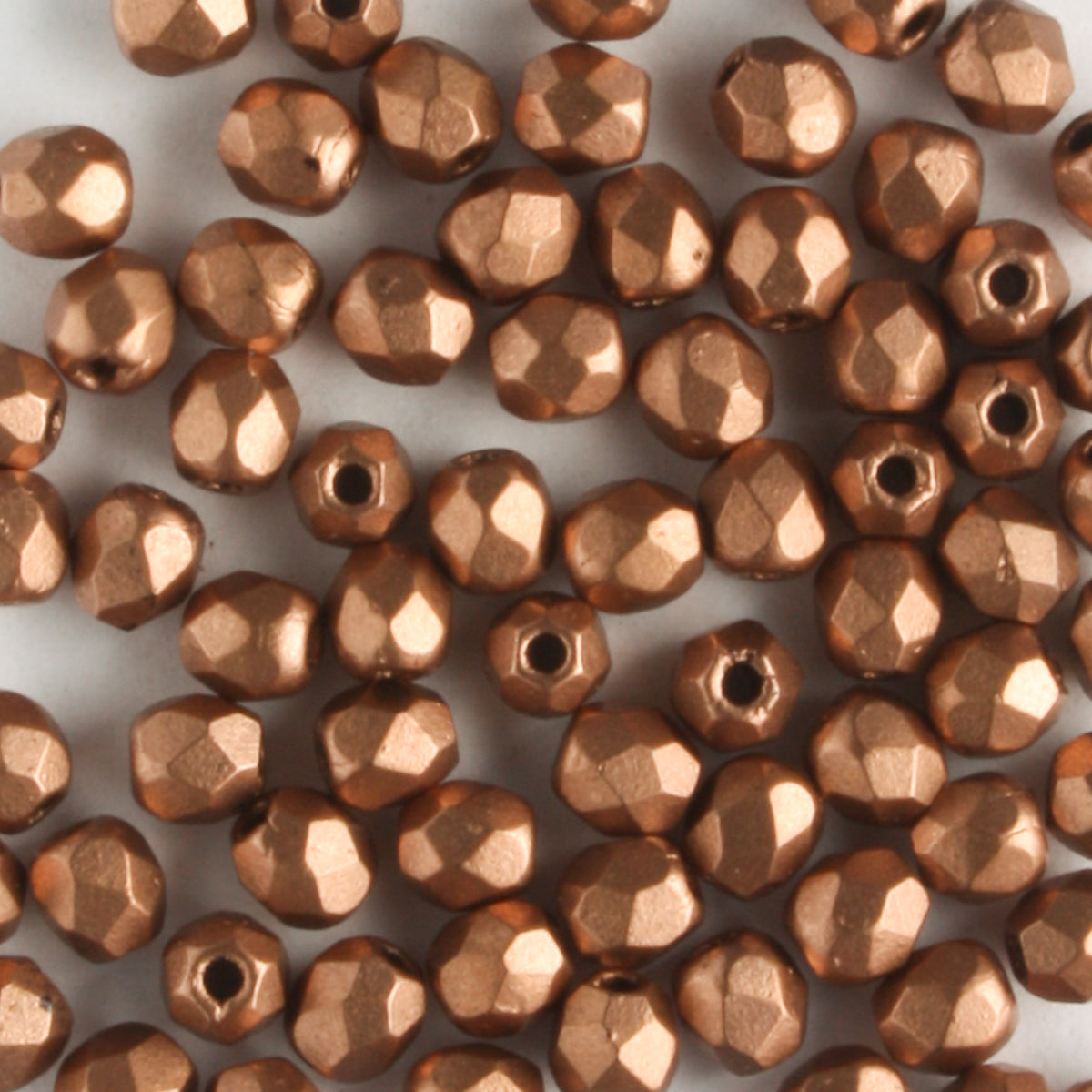 3mm Round Fire Polish Matte Metallic Bronze Copper - 100 beads