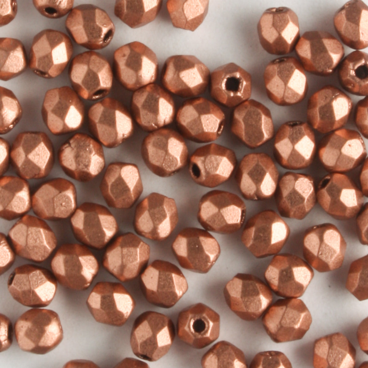 3mm Round Fire Polish Matte Metallic Copper - 100 beads