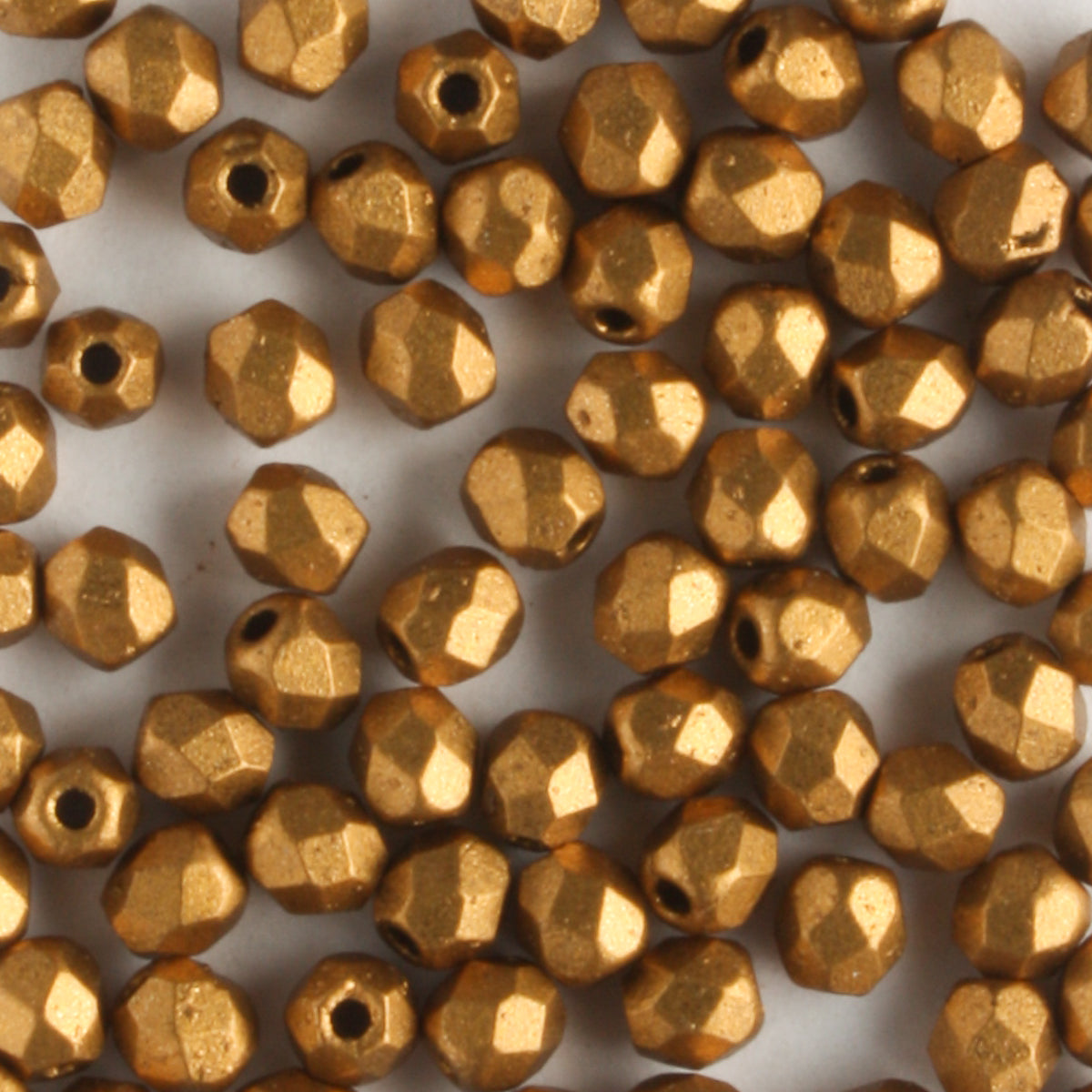 3mm Round Fire Polish Matte Metallic Goldenrod - 100 beads