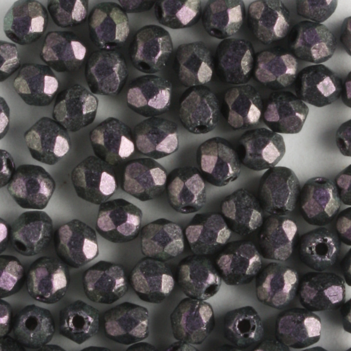3mm Round Fire Polish Polychrome Black Currant - 100 beads