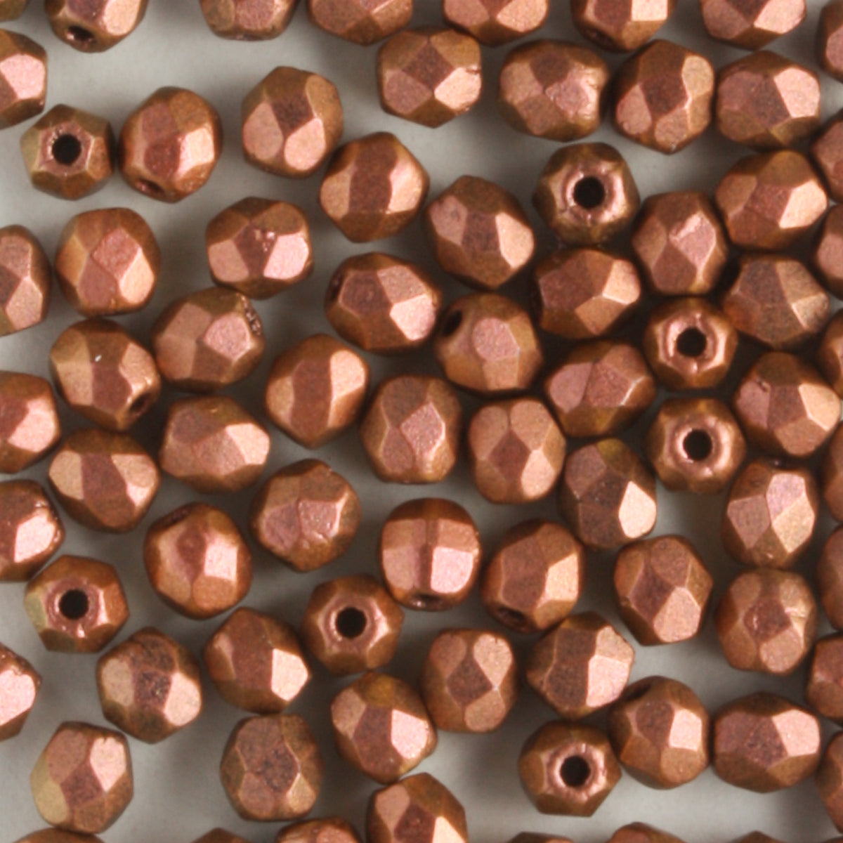 3mm Round Fire Polish Polychrome Copper Rose - 100 beads
