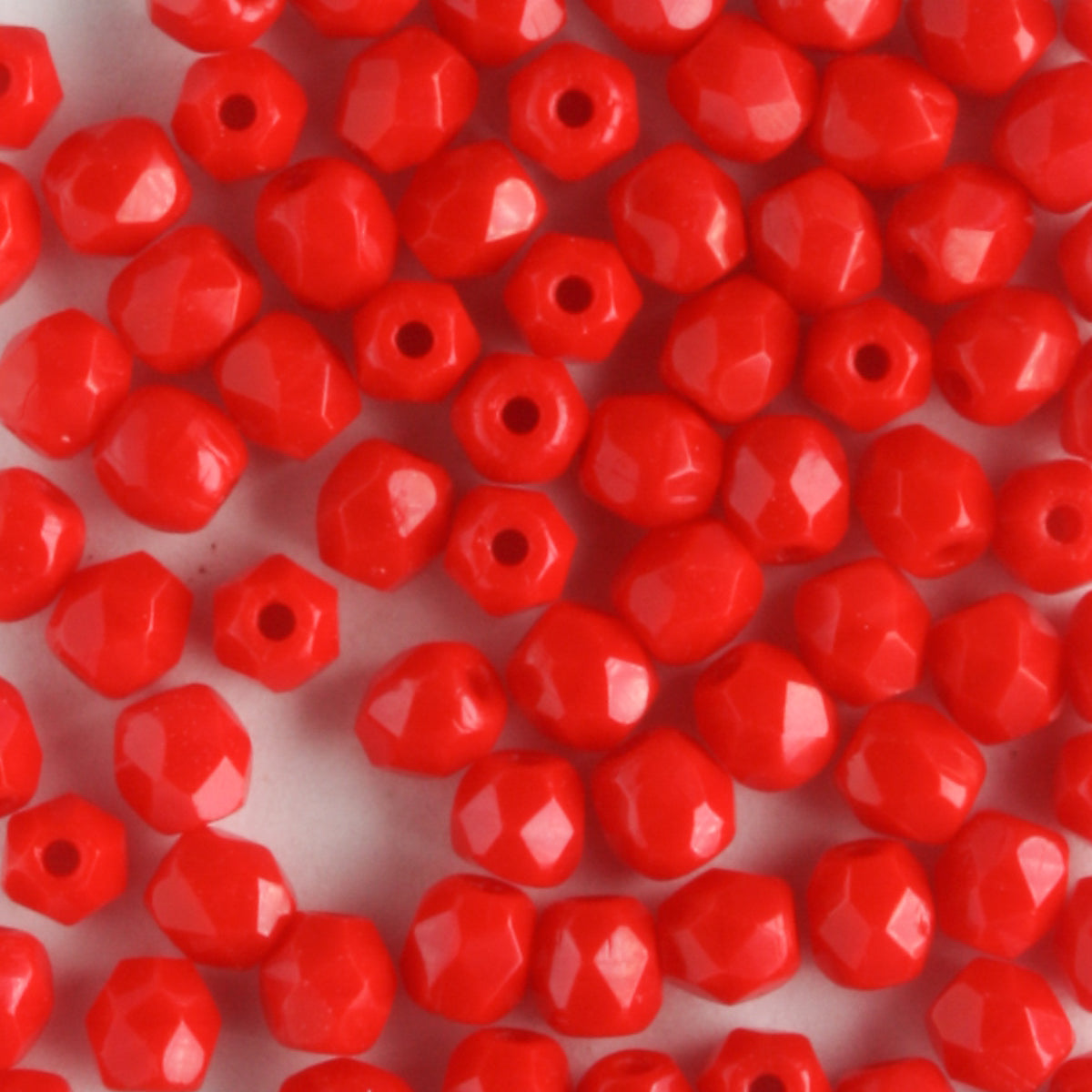 3mm Round Fire Polish Opaque Red - 100 beads