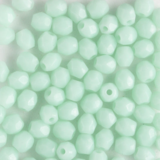3mm Round Fire Polish Opaque Pale Jade - 100 beads