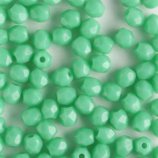 3mm Round Fire Polish Green Turquoise - 100 beads