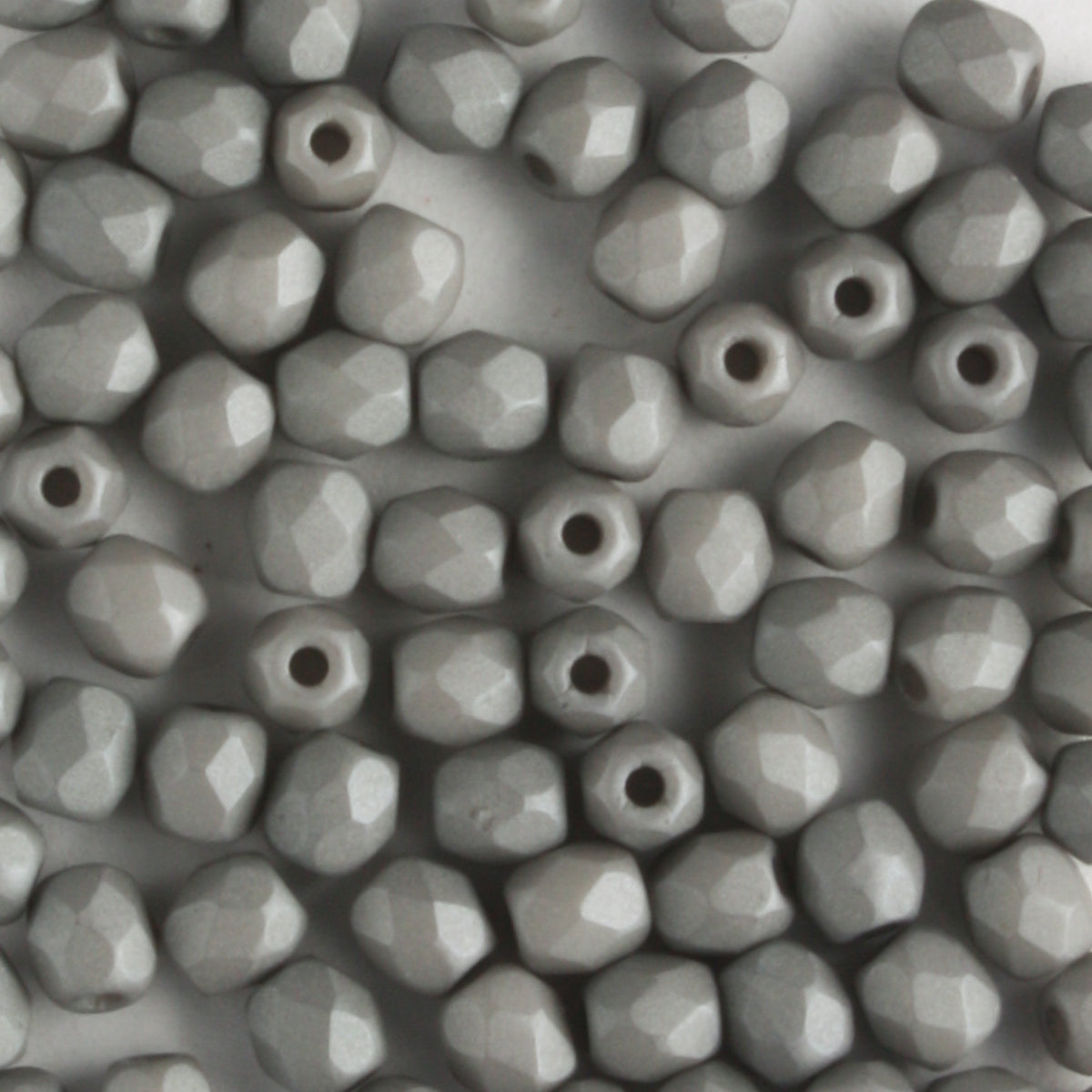 3mm Round Fire Polish Saturated Gray - 100 beads