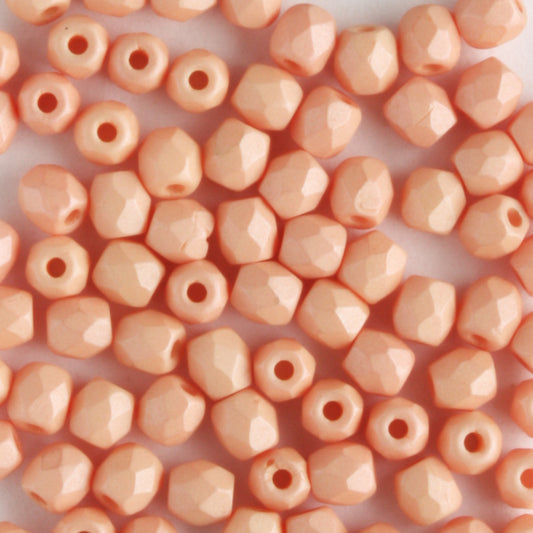 3mm Round Fire Polish Saturated Peach - 100 beads