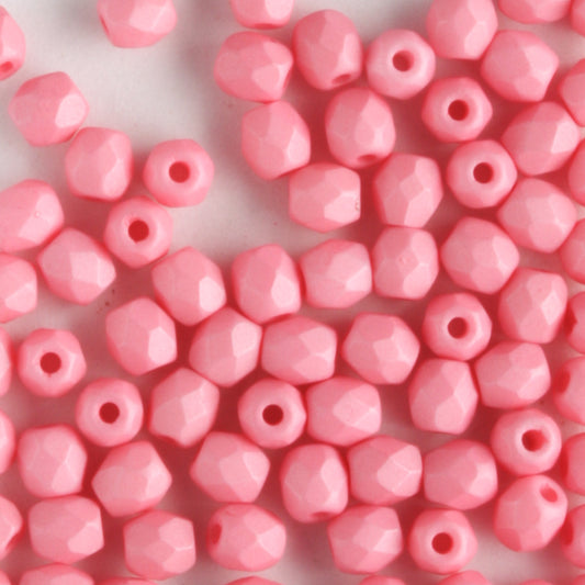 3mm Round Fire Polish Saturated Pink - 100 beads