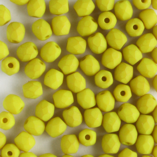 3mm Round Fire Polish Saturated Chartreuse - 100 beads