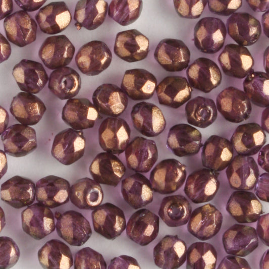 3mm Round Fire Polish Halo Regal - 100 beads