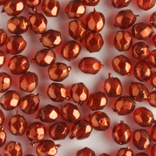 3mm Round Fire Polish Halo Cardinal - 100 beads