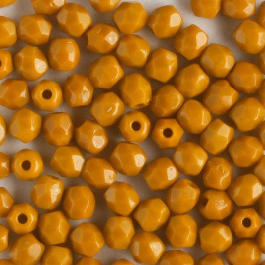 3mm Round Fire Polish Goldenrod - 100 beads