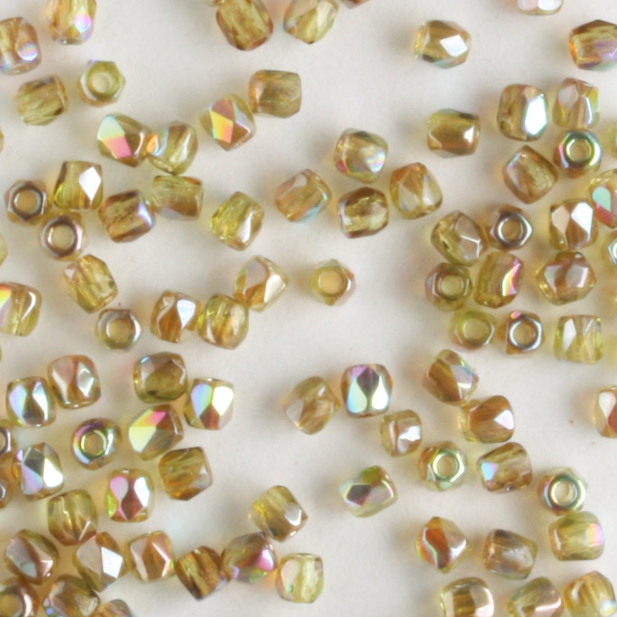 True 2mm Round Fire Polish Olive Brown Rainbow - 100 beads