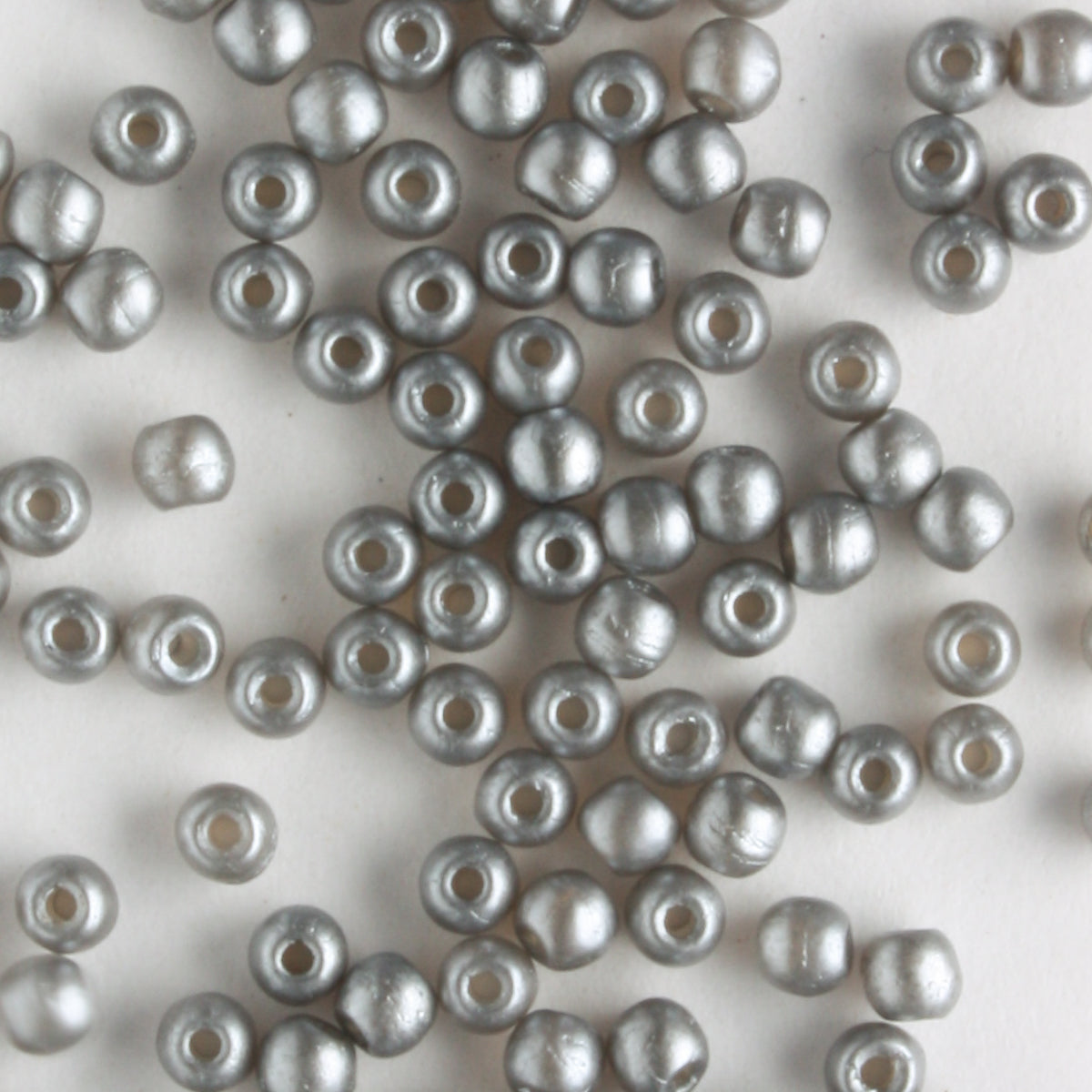 2mm Round Glass Pearls Silver - 100 beads
