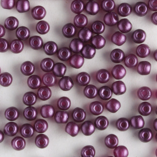 2mm Round Glass Pearls Purple Velvet - 100 beads