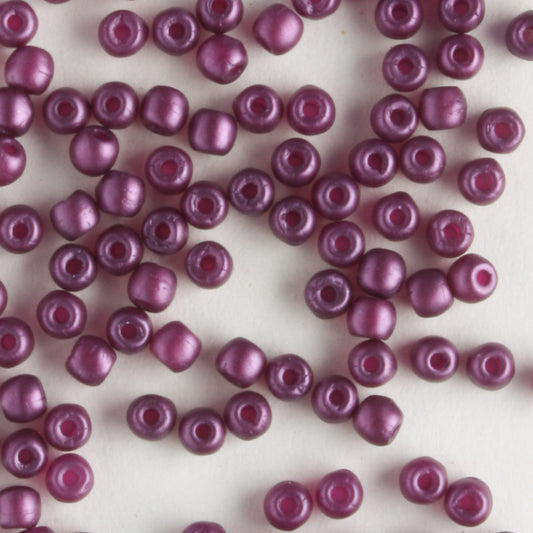 2mm Round Glass Pearls Matte Purple Velvet - 100 beads