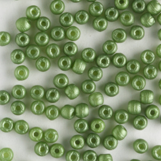 2mm Round Glass Pearls Matte Olive - 100 beads