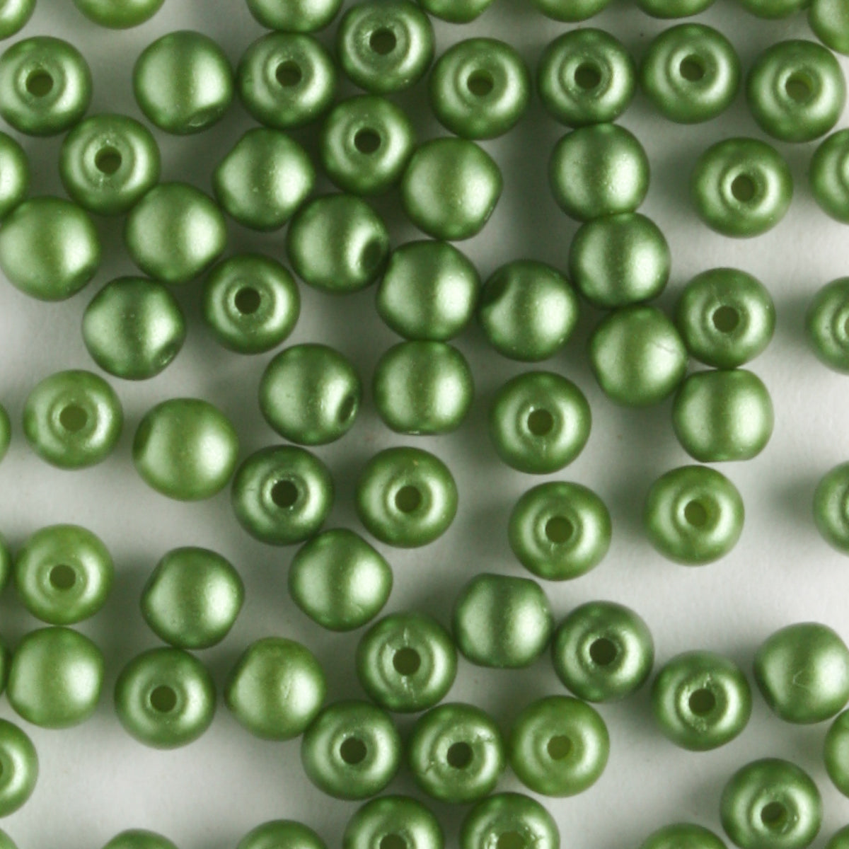 3mm Round Glass Pearls Olive - 100 beads