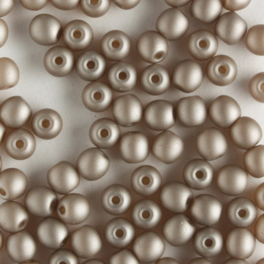 3mm Round Glass Pearls Matte Brown Sugar - 100 beads