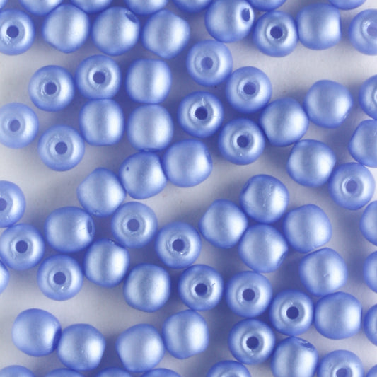 3mm Round Glass Pearls Matte Baby Blue - 100 beads
