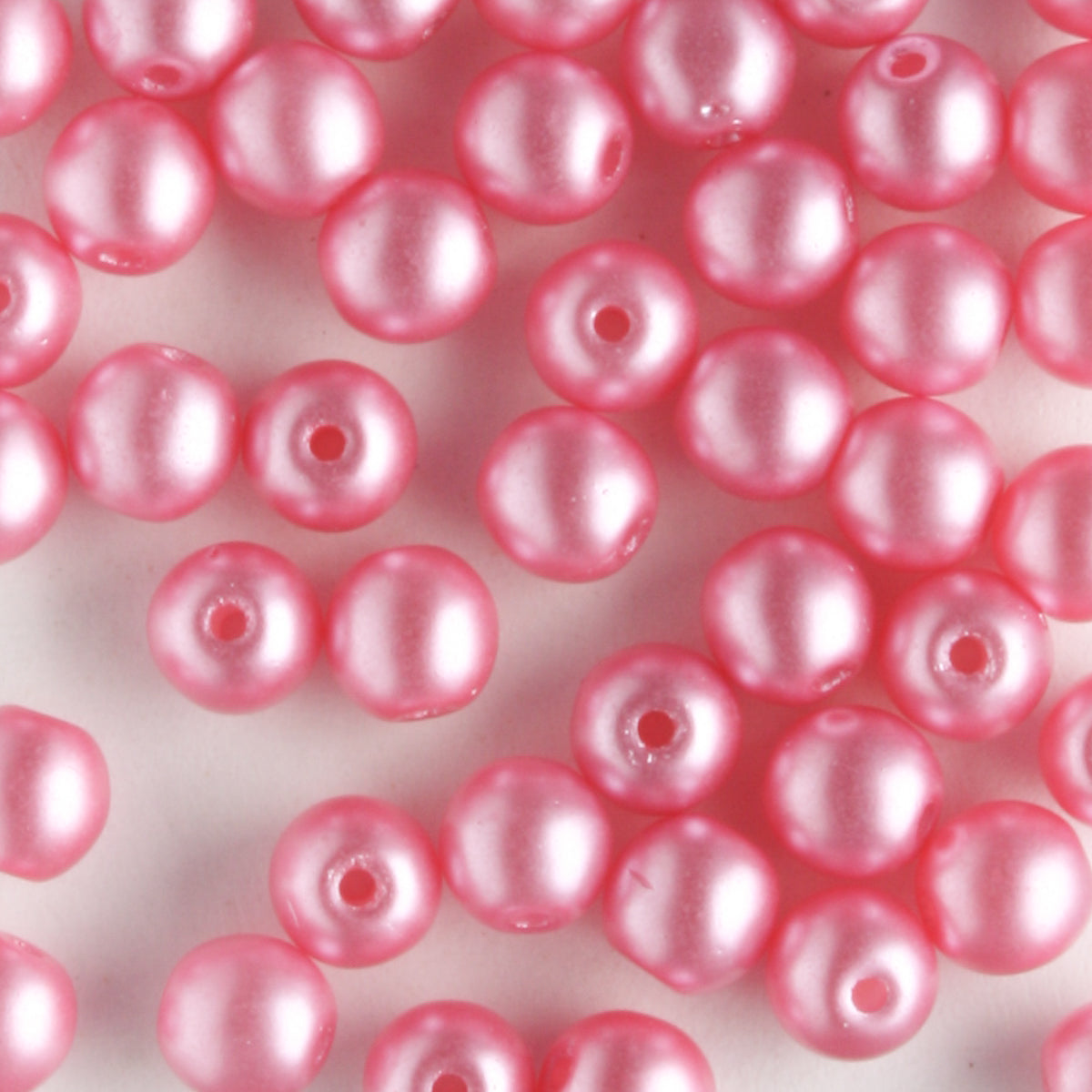 4mm Round Glass Pearls Flamingo - 100 beads