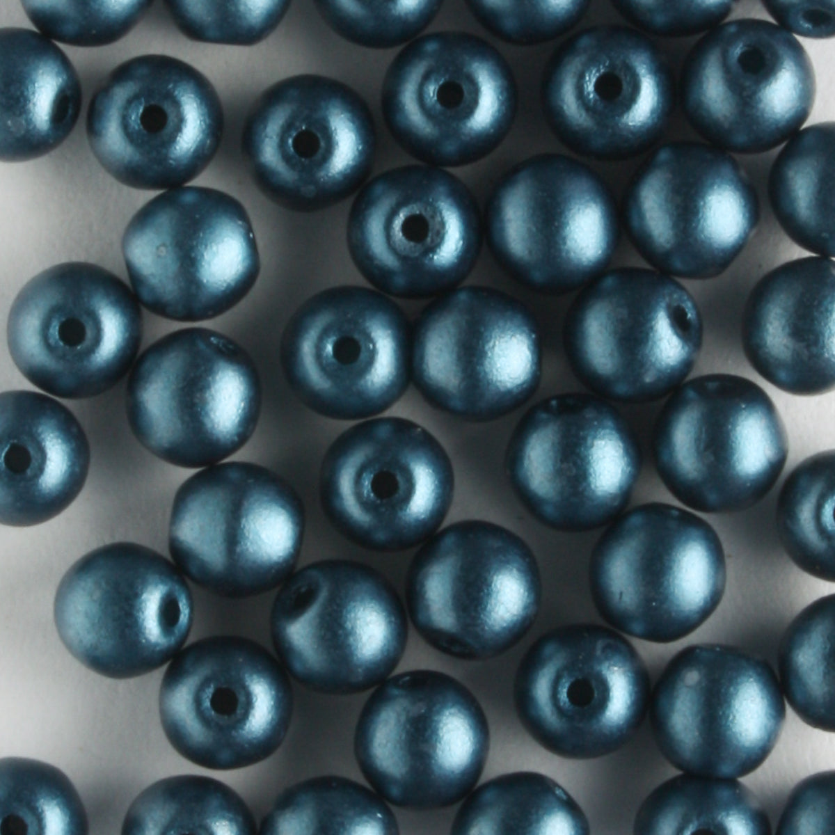 4mm Round Glass Pearls Steel Blue - 100 beads