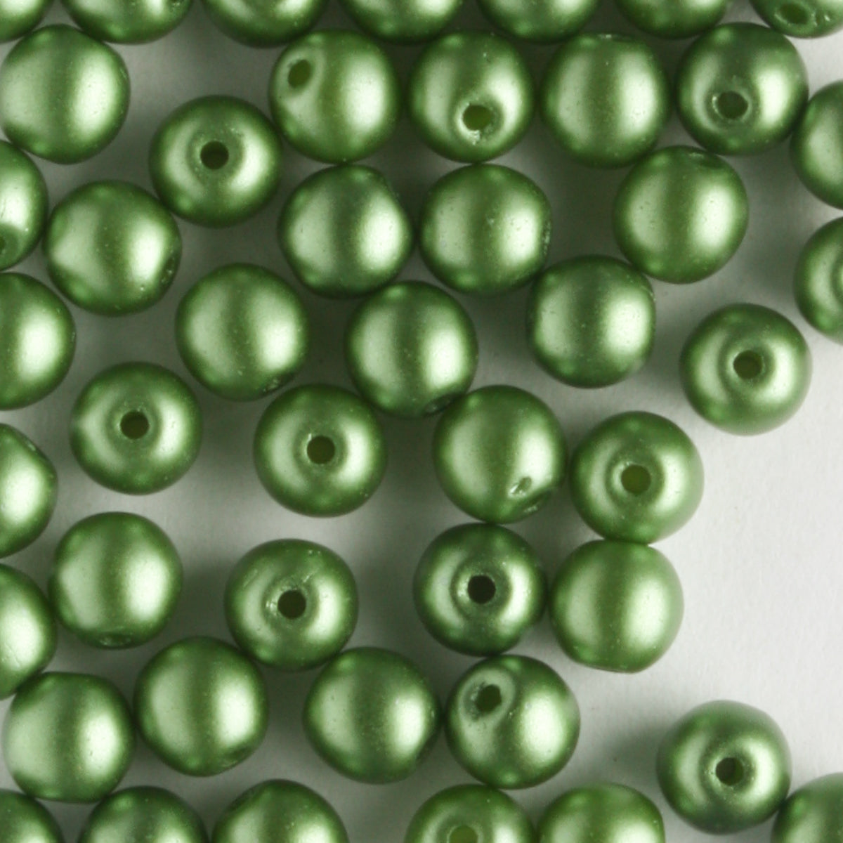 4mm Round Glass Pearls Olive - 100 beads