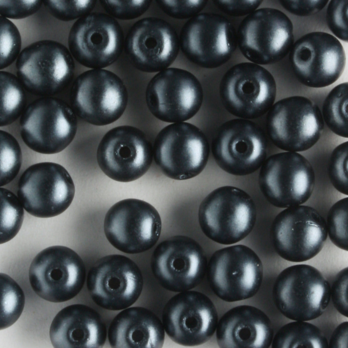 4mm Round Glass Pearls Charcoal - 100 beads