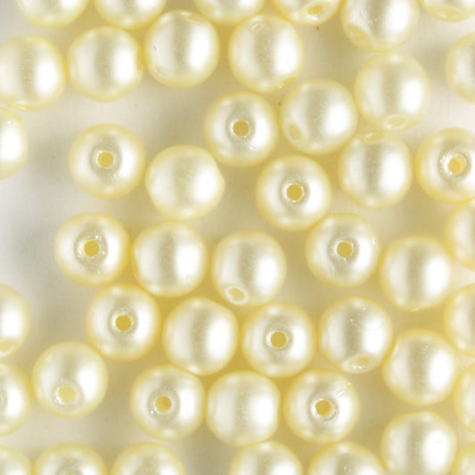 4mm Round Glass Pearls Cream - 100 beads