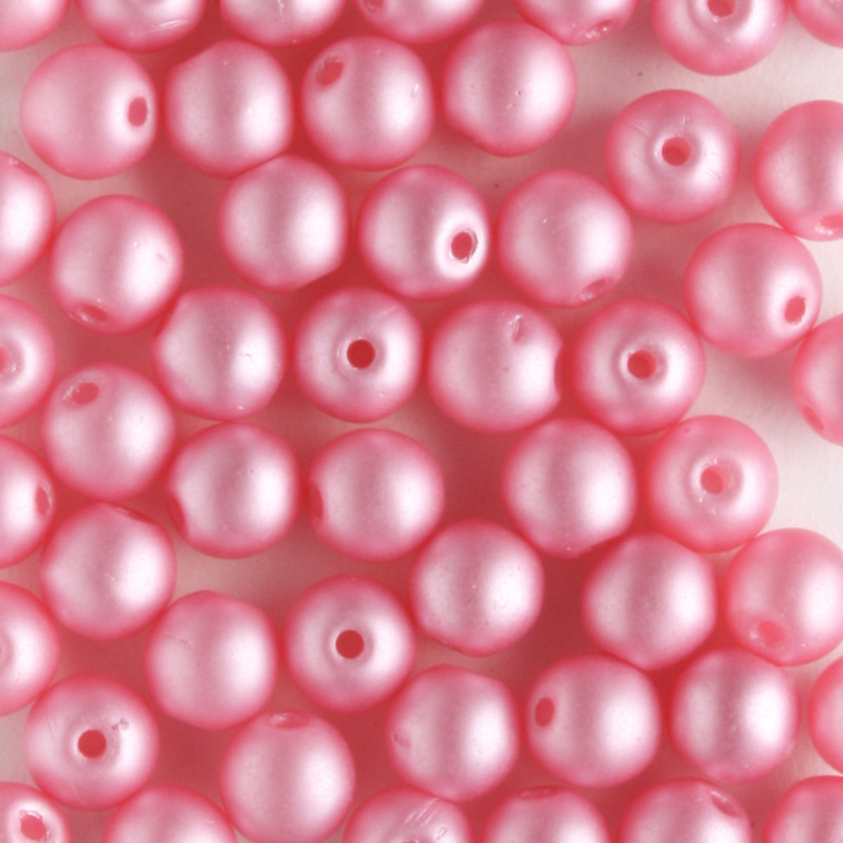 4mm Round Glass Pearls Matte Flamingo - 100 beads