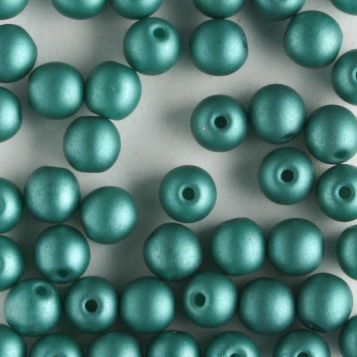 4mm Round Glass Pearls Matte Teal - 100 beads