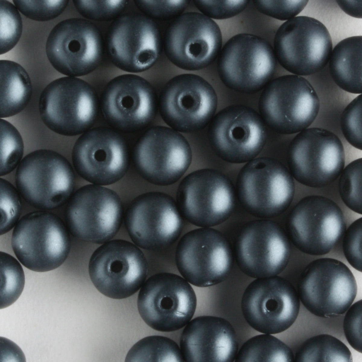 4mm Round Glass Pearls Matte Charcoal - 100 beads