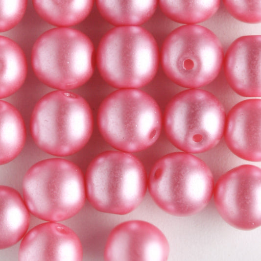 6mm Round Glass Pearls Flamingo - 25 beads