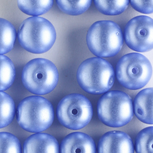 6mm Round Glass Pearls Baby Blue - 25 beads