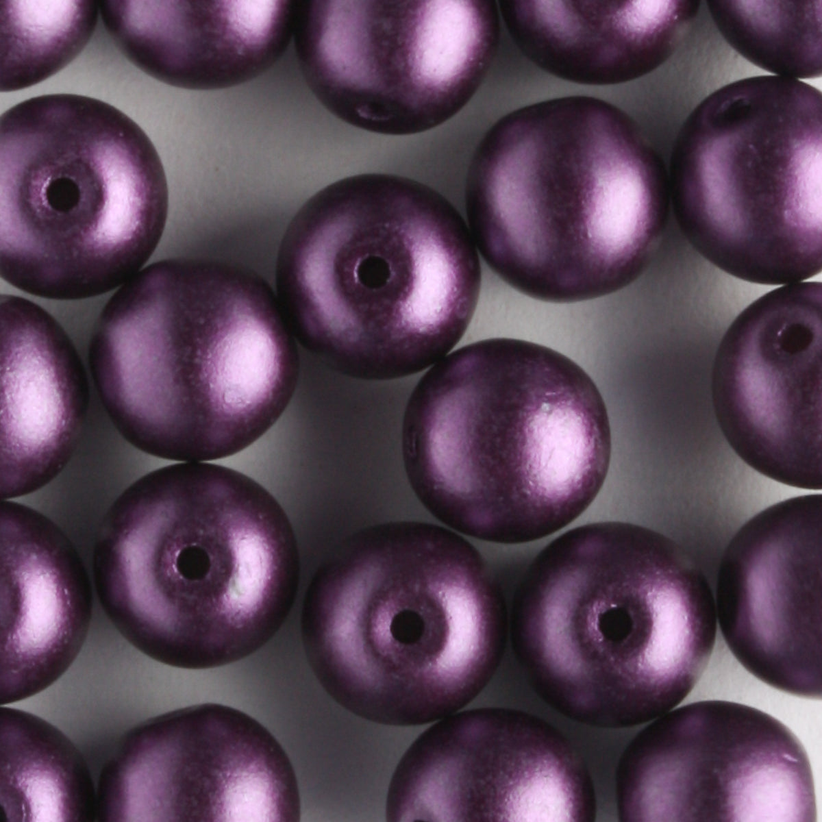 6mm Round Glass Pearls Purple Velvet - 25 beads
