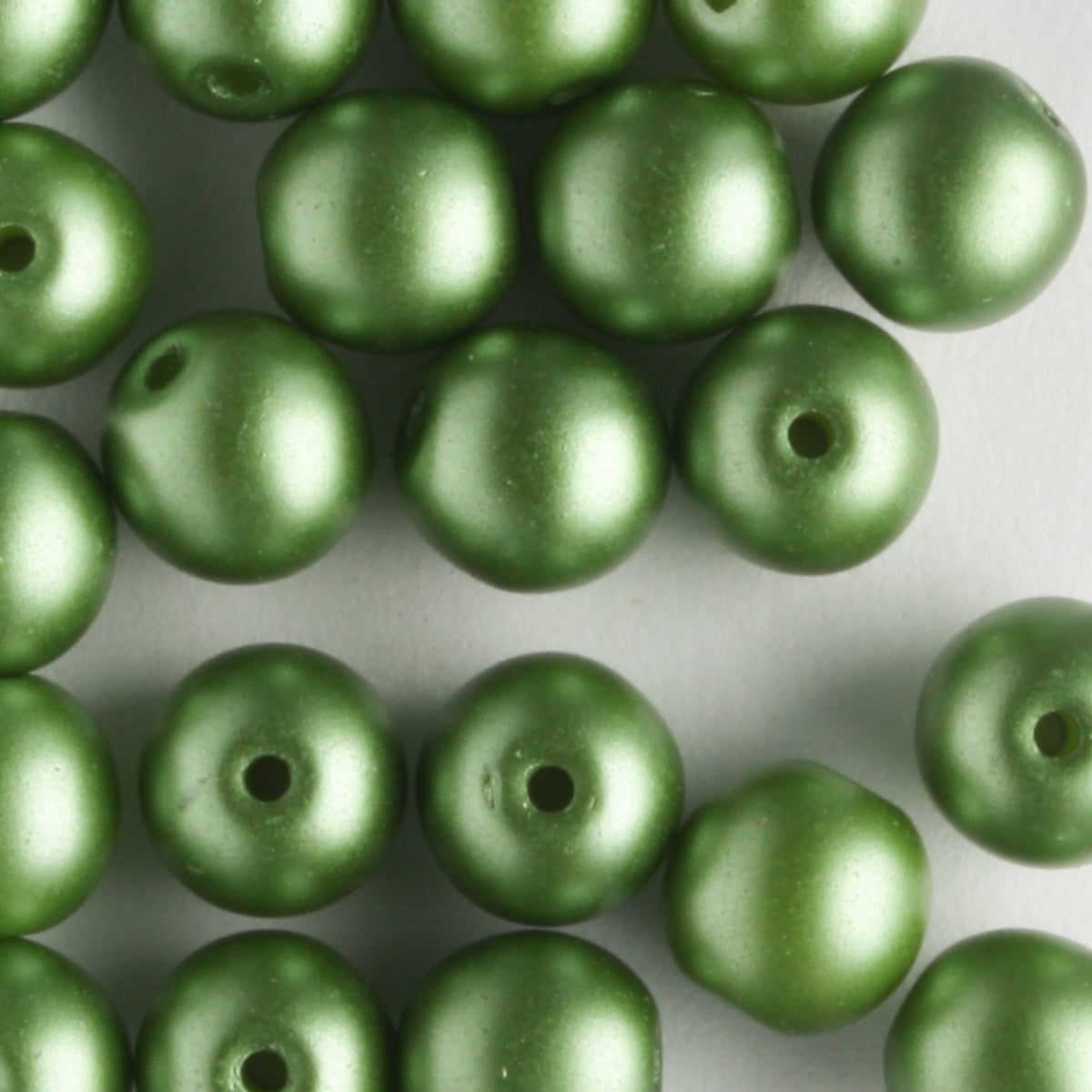 6mm Round Glass Pearls Olive - 25 beads