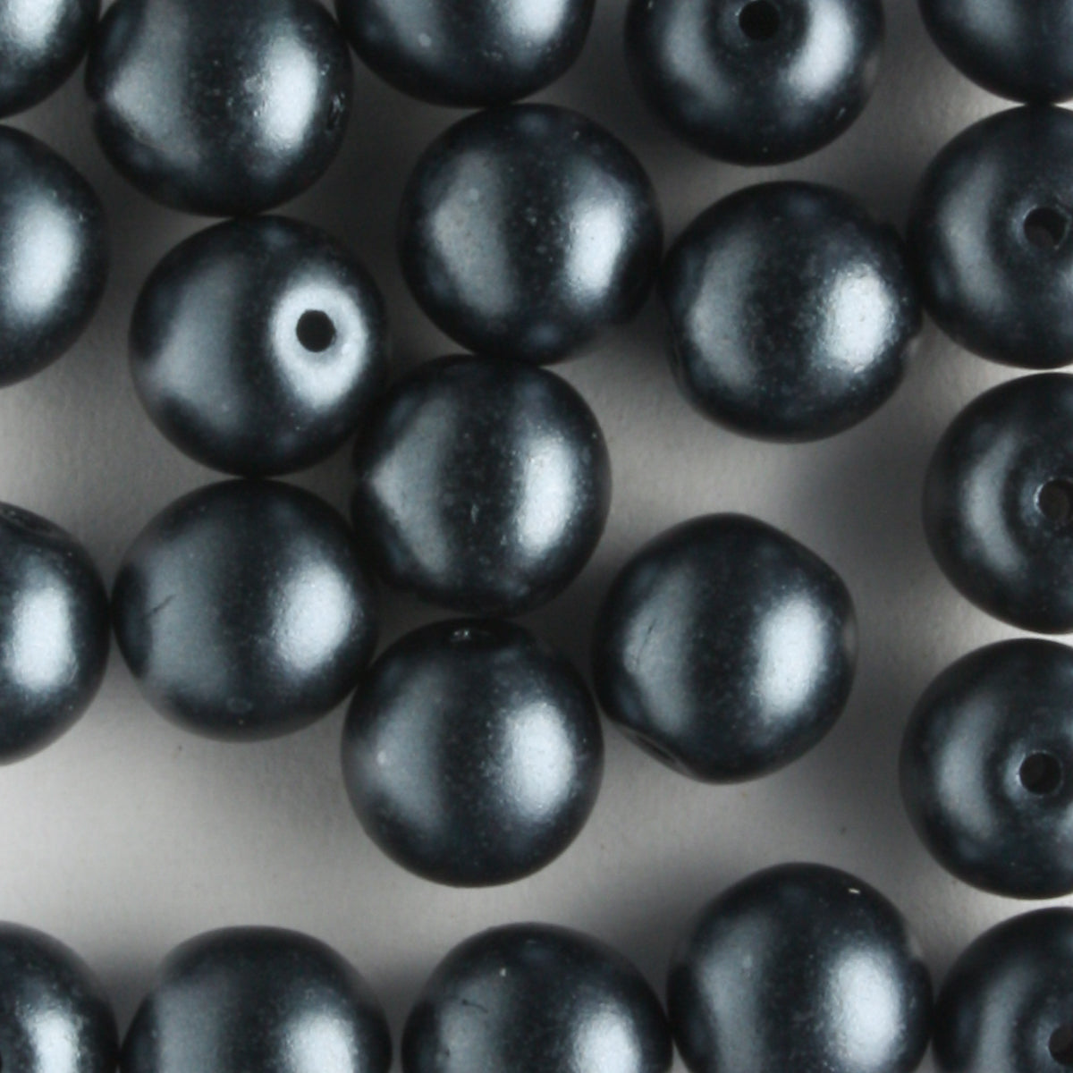 6mm Round Glass Pearls Charcoal - 25 beads