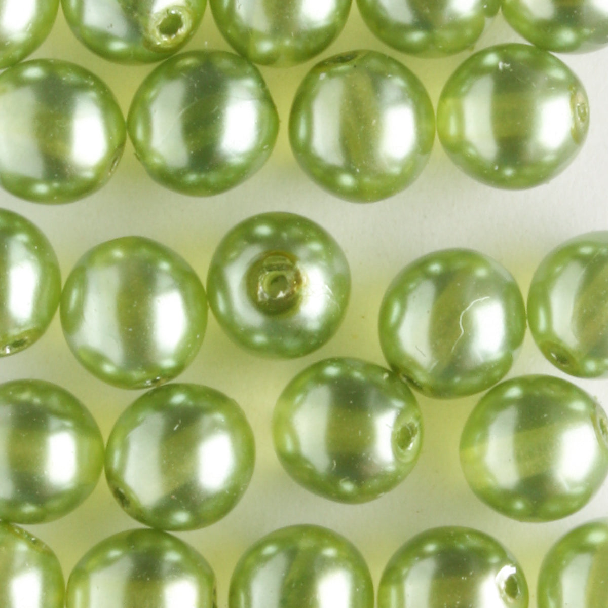 6mm Round Glass Pearls Olive Lights - 25 beads