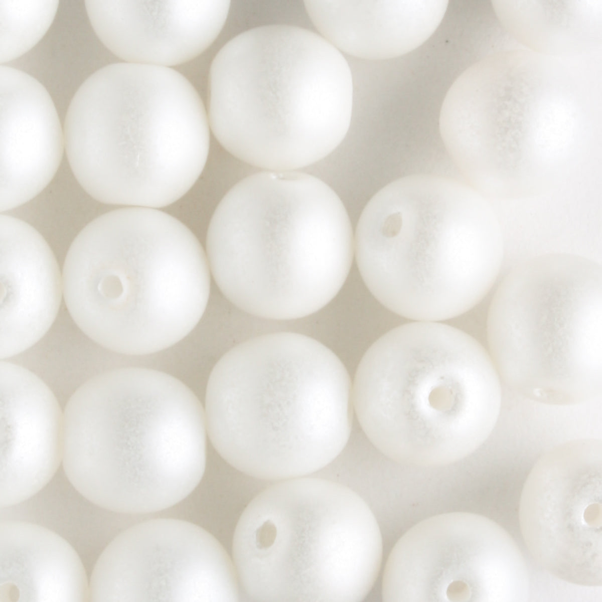 6mm Round Glass Pearls Matte Snow - 25 beads