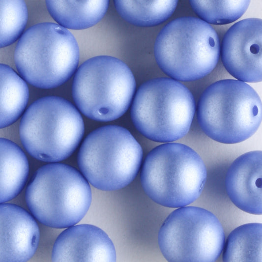 6mm Round Glass Pearls Matte Baby Blue - 25 beads