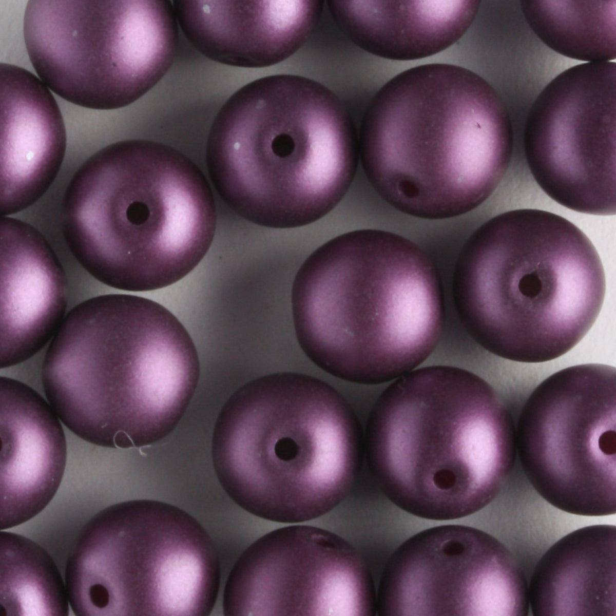 6mm Round Glass Pearls Matte Purple Velvet - 25 beads