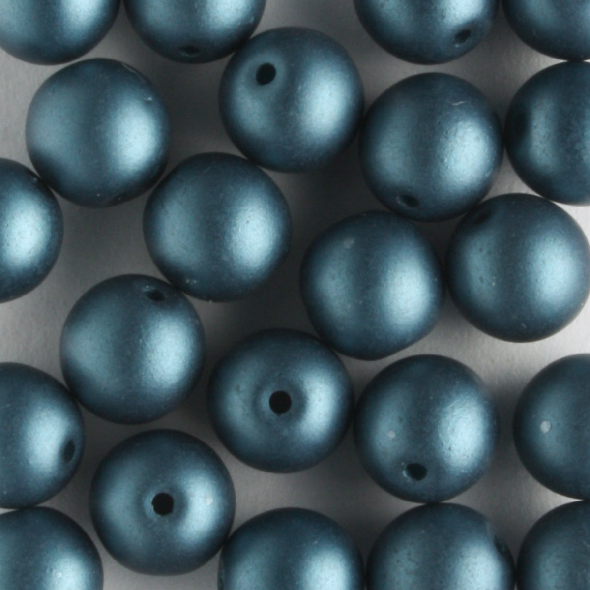 6mm Round Glass Pearls Matte Steel Blue - 25 beads