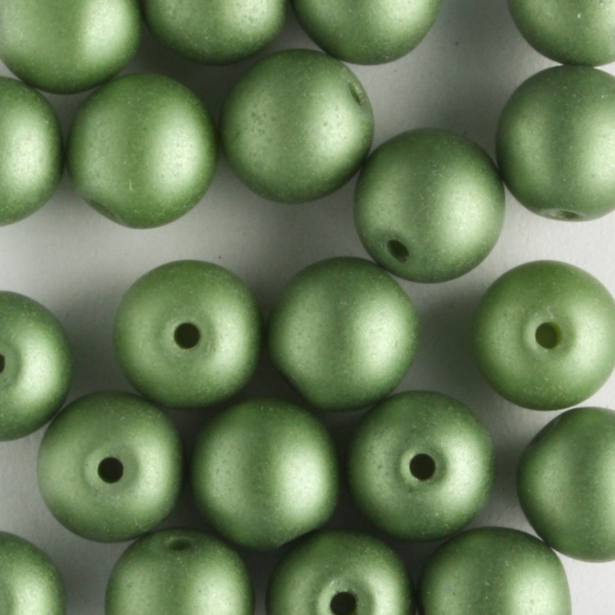 6mm Round Glass Pearls Matte Olive - 25 beads